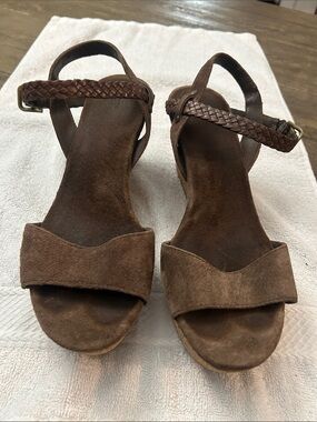 UGG Women's Brown Suede Braided Ankle-Strap Sandals